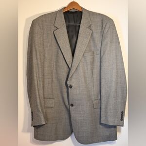 Jos. A. Bank Grey 100% Wool Sport Coat – 46L Classic Houndstooth Pattern Preppy